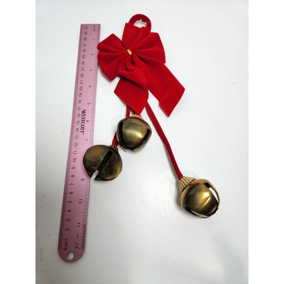 Vintage Inspired Brass Jingle Bell Door Hangers Set of 3 Bells 1.5 in. Diameter - Picture 3 of 8